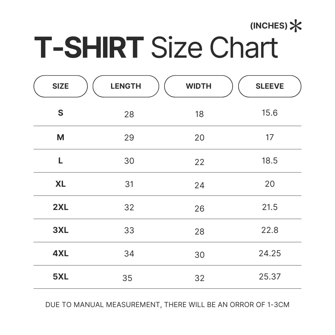 3D T shirt Size Chart - Beastars Store