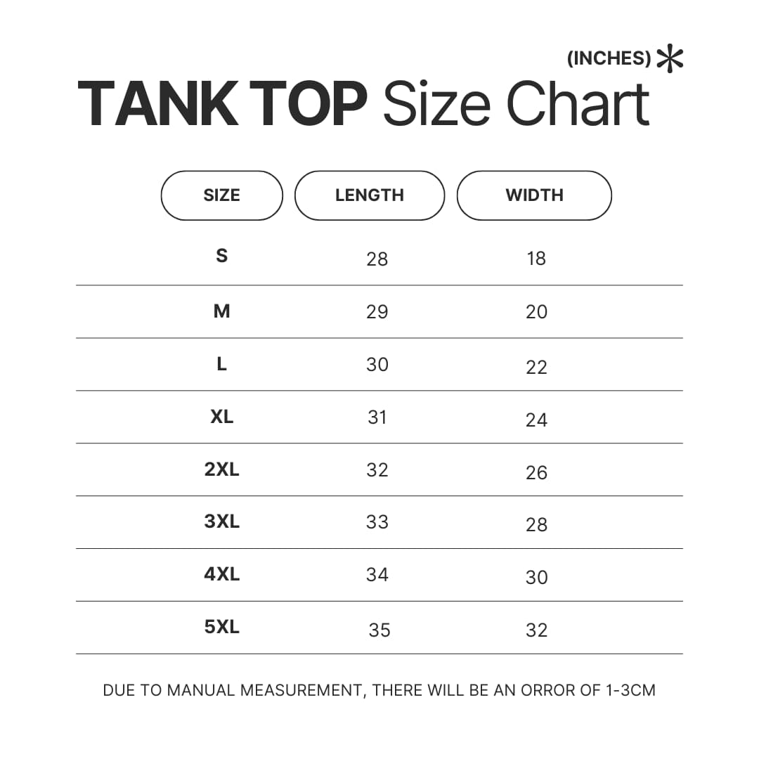Tank Top Size Chart - Beastars Store