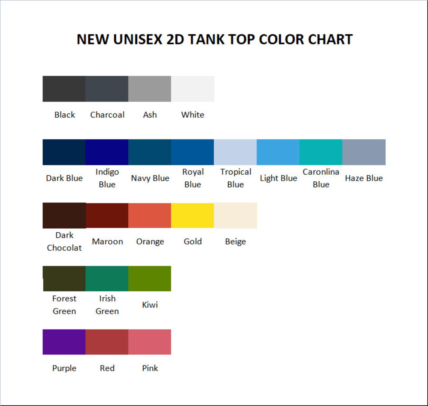 tank top color chart - Beastars Store