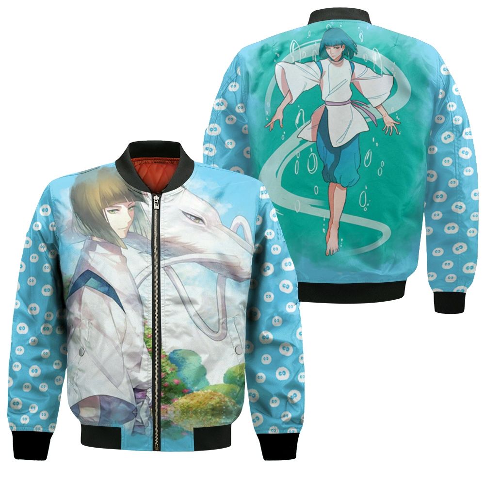 spirited away nigihayami kohaku nushi haku wonderful for studio ghibli anime fan bomber jacketunhaw - Beastars Shop
